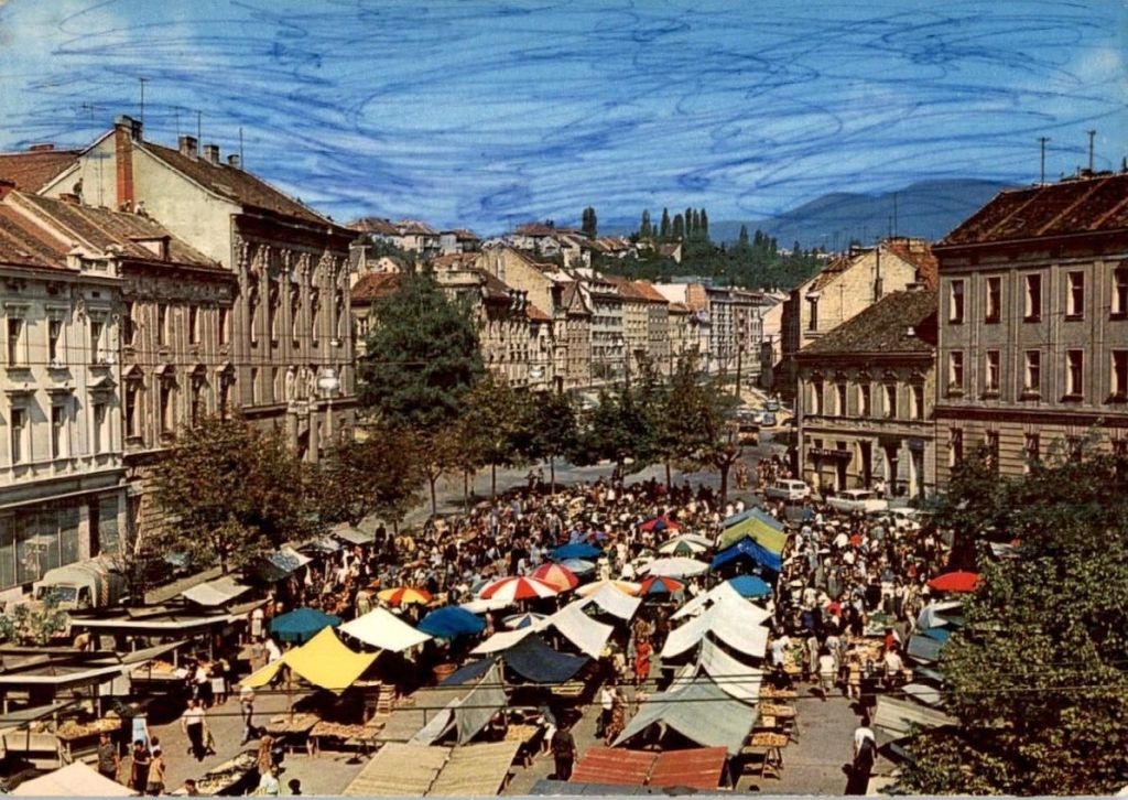 Ilički trg (mali plac, današnji Britanski trg) 1971. godine
